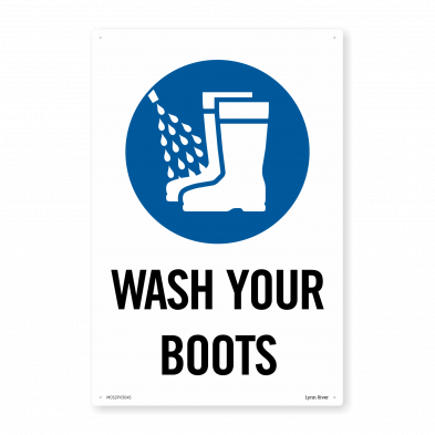 wash your boots sign