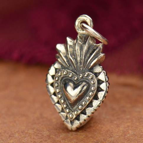 Sunshine Heart Charm, 14mm - Sterling Silver Plated Brass, Mini Charm for  Bracelet or Necklace - Cute Love Charm for Girlfriend, for Mom