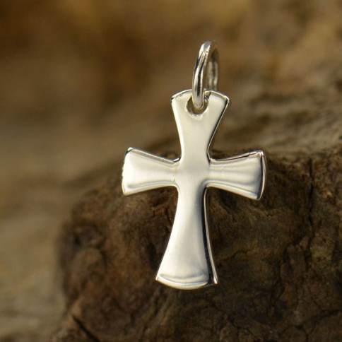 Sterling Silver Openwork North Star Cross Charm 21x10mm