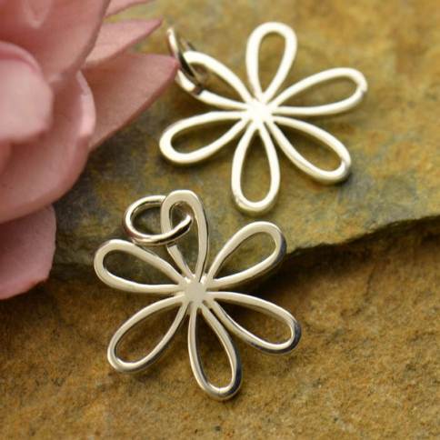 8 pcs Antique Silver Daisy Flower Buttons 17mm A7446 – VeryCharms