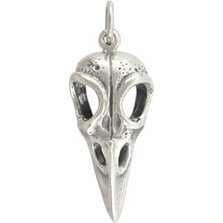 Sterling Silver Bird Skull Charm - Large