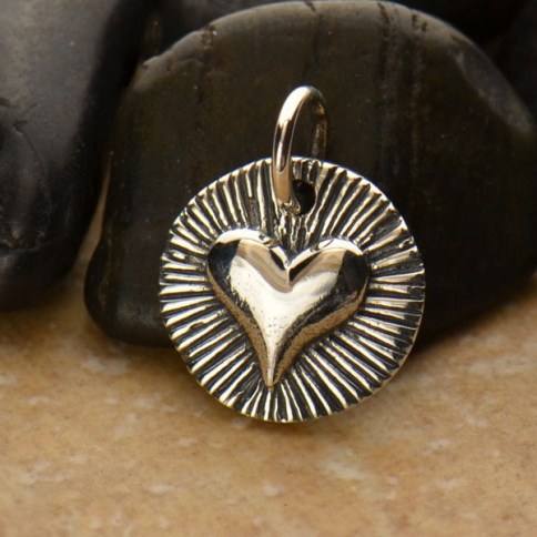 Sterling Silver Flaming Sacred Heart Charm Bronze Sacred Heart Pendant 925 Sterling Silver Flaming Heart Charm.