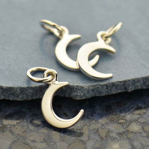 Crescent Mini Moon Key Charm  Fine jewelry solid silver gold