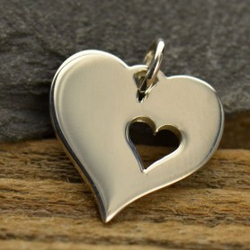 10 Heart shaped blank stamping Jewelry signature tags ant silver plated cfp079 