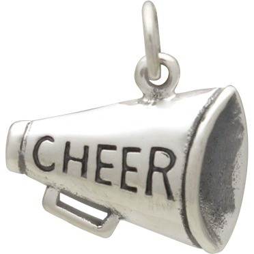 10pcs- Cheer Charms Speaker Pendant Antique Silver Cheerleader Loudspeaker  Charms 2 Sided 17x16x8mm ,Sports Charm DIY Supplies,Jewelry Making