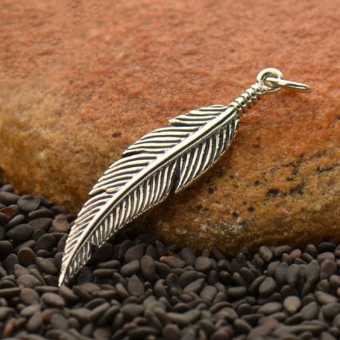 Feather hot sale necklace charm