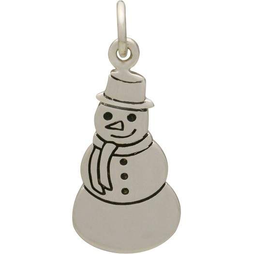 Sterling Silver 3D 23x12mm Red & White Enamel Scarf Snowman Christmas Charm