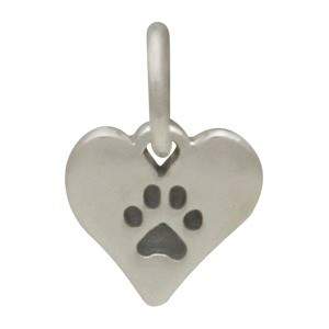 Sterling Silver Polished & Enameled Heart w/Dog Paw Print Charm Sterling Silver Polished & Enameled Heart w/Dog Paw Print Charm