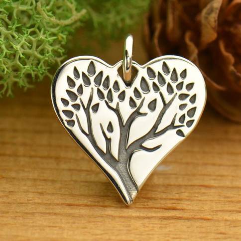 SUNNYCLUE 1 Box 6 Styles Tree of Life Crystal Charms Silver Trees Charm  Healing Energy Gemstone Chip Charm Heart Charms for Jewelry Making Charms