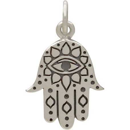 Sterling Silver Hamsa Hand with Etched Evil Eye