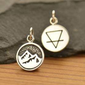 Sterling Silver Earth Charm -  Four Elements 16x10mm
