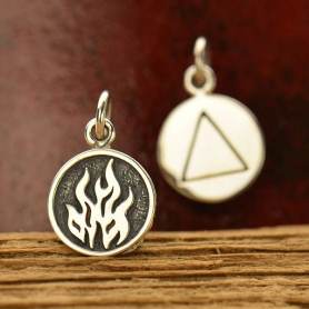 Sterling Silver Fire Charm -  Four Elements 16x10mm