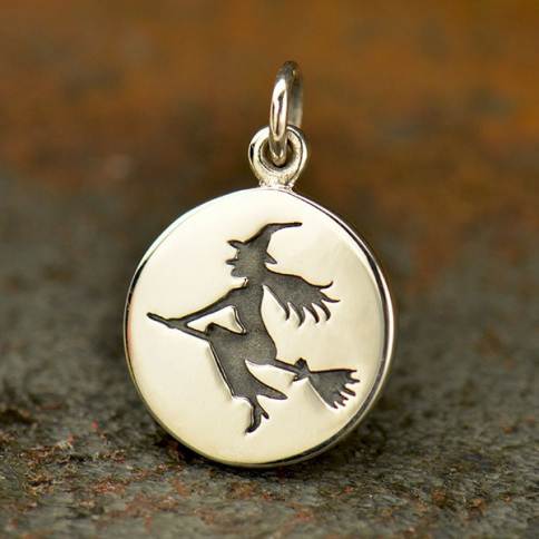Sterling Silver Witch Cauldron Charm Link 14x19mm