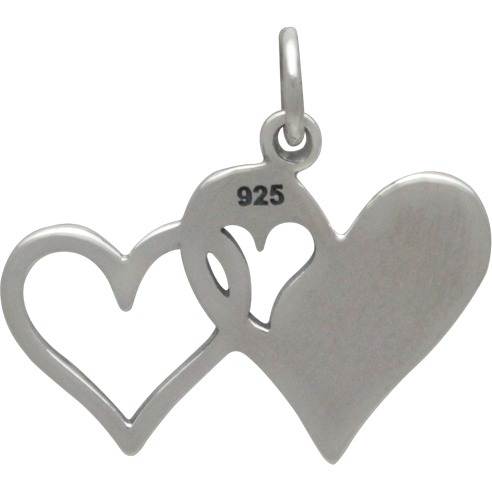 25pcs Heart Charms Full of Love Valentine Charms 2 Sided Antique Silver Tone 19x19mm cf3672