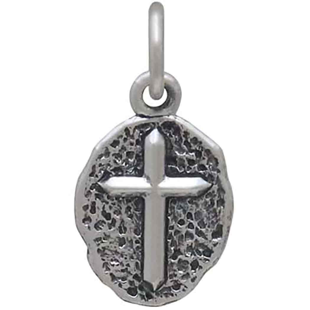 7x9.5mm Sterling Silver Convex Cross Charm