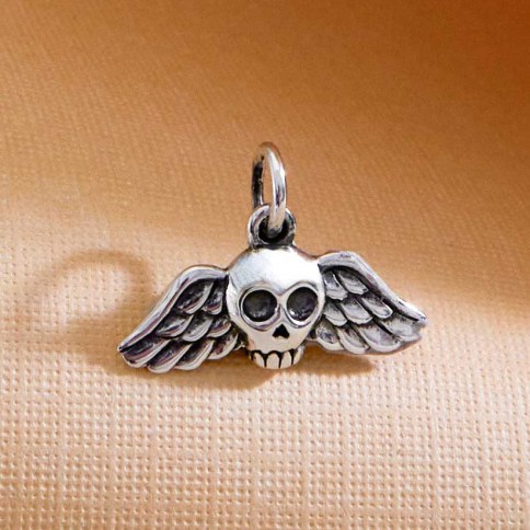 Sterling Silver Momento Mori Bar Pendant 41x7mm