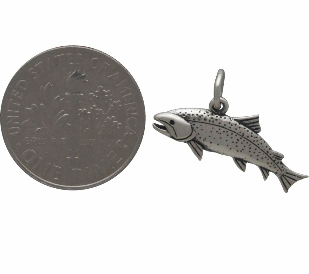Sterling Silver 3D 21x10mm Fish Fly Fishing Lure & Hook Charm
