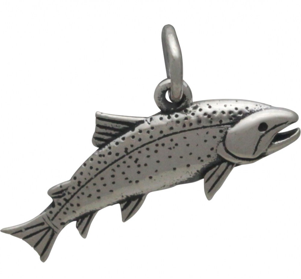 sterling silver trout charm