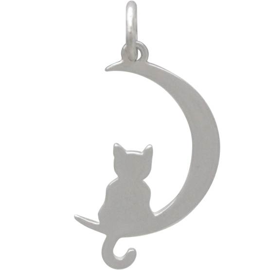 WYSIWYG 10pcs 22x18mm Charm Crescent Moon Cat Moon And Cat Charms