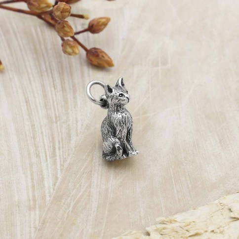 Sterling silver sale cat charm