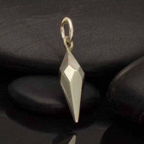 Spike Charm - Sterling Silver Flat Spike Spacer Charm - Bracelet Spacers,  Embellishment, Necklace Ideas, Geometric, Dangle Charms, Connector