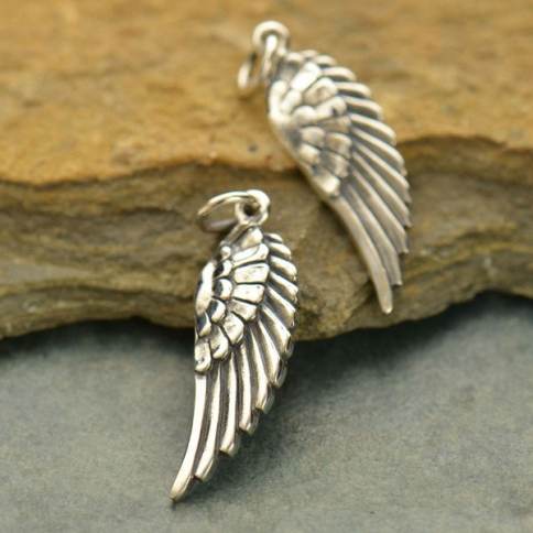 Silver Angel Wing Charms Bulk Large in Pewter » Angel Charm