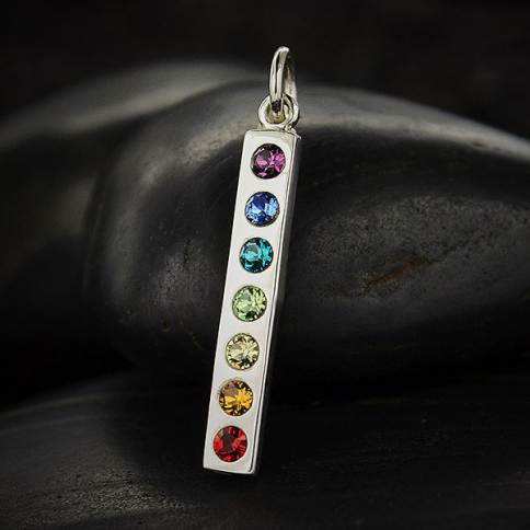 G Sterling Silver Rainbow Charm Necklace - Pendants and Charms