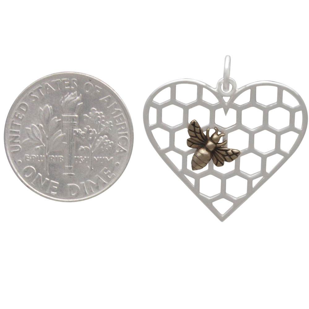 Sterling Silver Queen Bee Charm with Bronze Bee