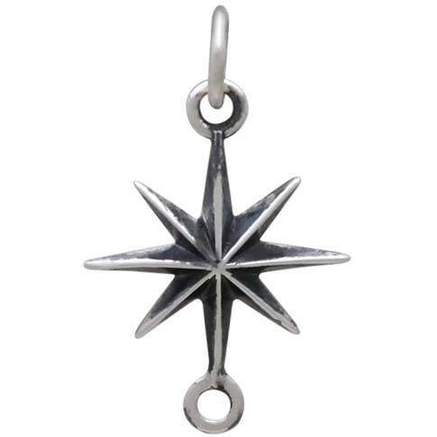 Sterling Silver Ridged 4 Point Star Charm