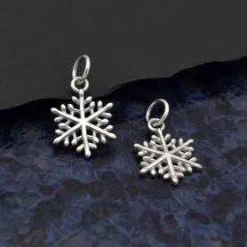 Sterling Silver Snowflake Charm with Single Nano Gem