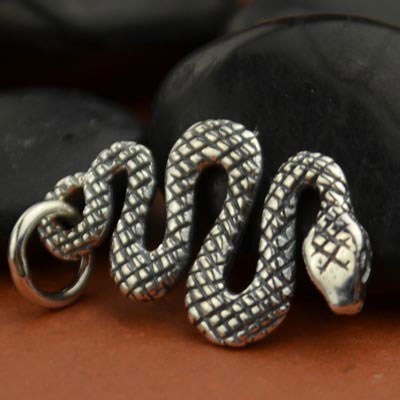 Sterling Silver Rattle Snake Tail Charm - Talisman Amulet