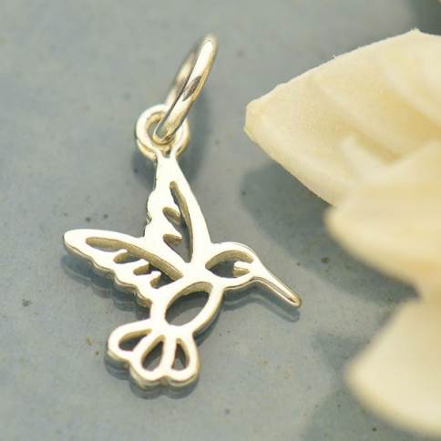 Sterling Silver Hummingbird Charm - Large