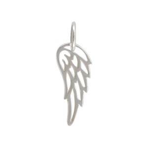 Kawaii Angel Wing Charms | Silver Wing Outline Pendant | Small Open Bezel Charm | Mini Wing Drop | Cute Jewellery Making (12pcs / Tibetan Silver / 8mm