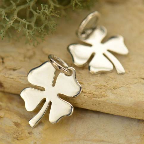 6x4mm Sterling Silver Four Leaf Clover Silicone Earring Back