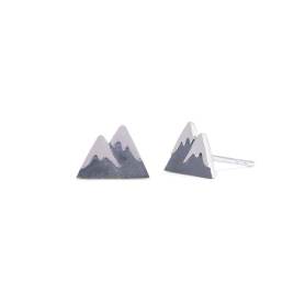 Sterling Silver Snow Cap Mountain Post Earrings 7x11mm