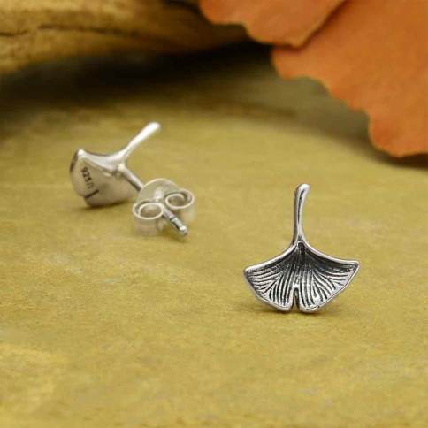 Sterling Silver Ginkgo Post Earrings 9x9mm