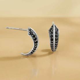Silver Claw Post Earrings w BlackCrystals15x5mm DISCONTINUED