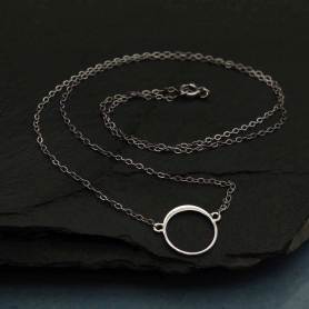 Sterling Silver Handmade Circle Chain Necklace 18 Inch