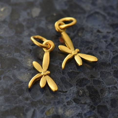 Gold Charm - Tiny Butterfly with 24K Gold Plate