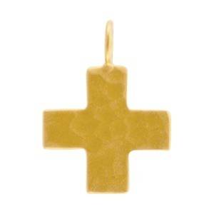 Hammered Cut-out Cross Charms, Antique Gold (10)