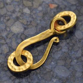 Gold Plated Sterling Silver 1-Strand Interlocking Round Hook & Eye Clasp  #99596