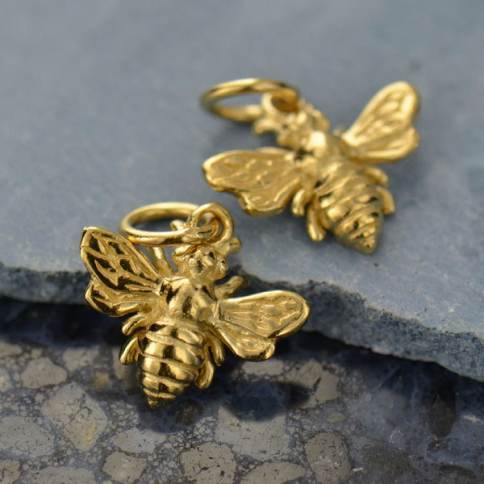 Small Shiny Rose Gold Bee Charms With Ring (2) - PRGRAT6592WR – Glamour  Girl Beads