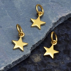 10 Pcs 14 & 10 MM Gold Filled Hammered Star Charms in Sterling Silver Jewelry Charms Pendants 18k Gold Star Charms in Small And Large Size