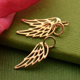Rose Gold Charm - Tiny Wing with 18K Rose Gold Plate 18x6mm