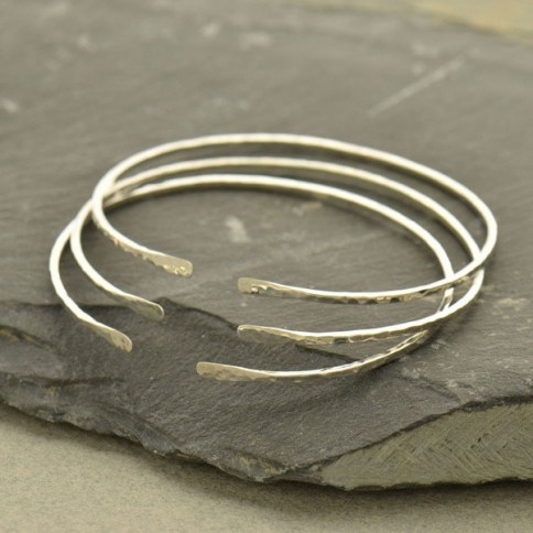 Sterling Silver Bangle Bracelet - Wave Pattern