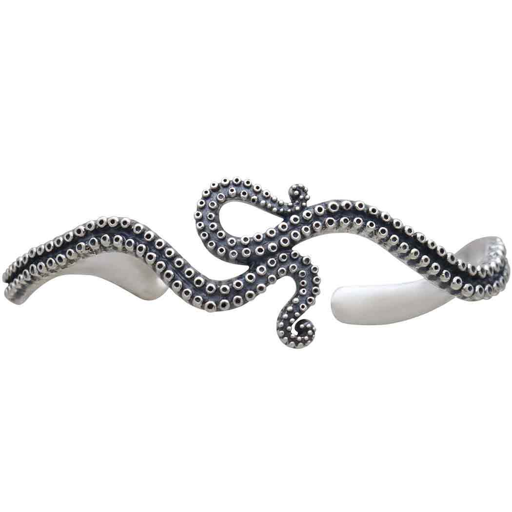 Large Tentacle Cuff Bracelet Soild Sterling Silver 