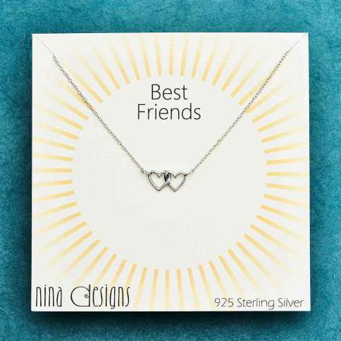 Sterling Silver Linked Heart Necklace 18 Inch