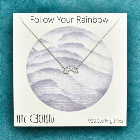 Sterling Silver Arch Rainbow Necklace 18 Inch