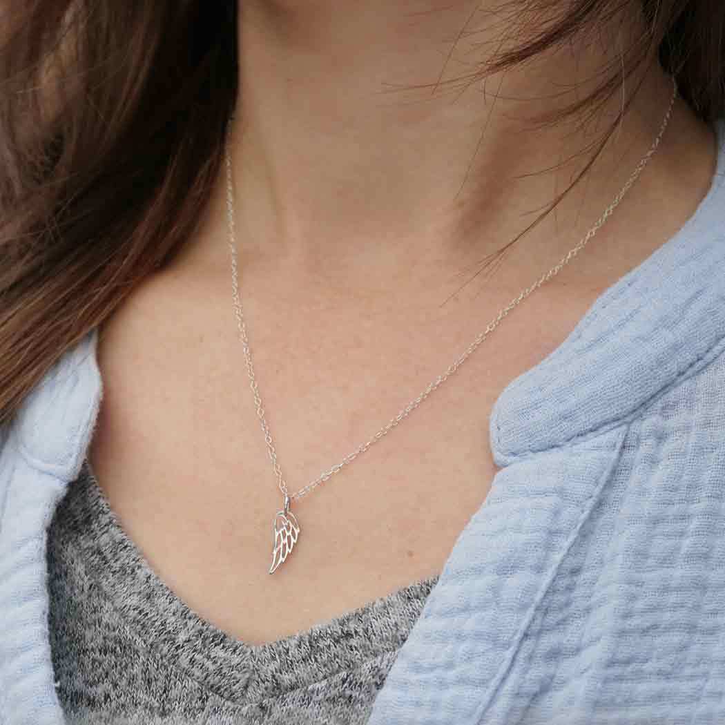 Sterling Silver 18 Inch Tiny Wing Necklace