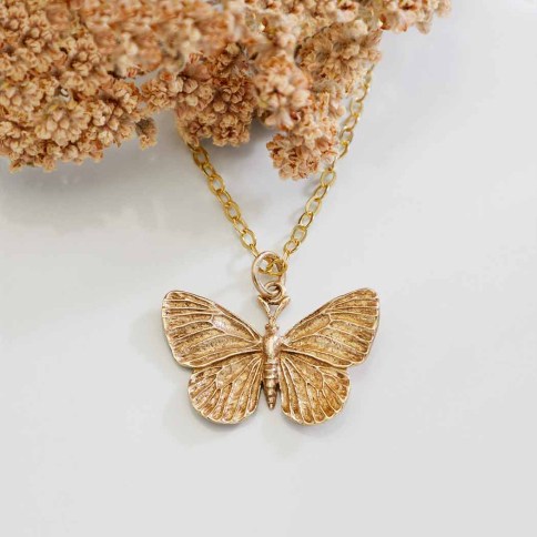 Sterling Silver Dimensional Butterfly Pendant 21x24mm